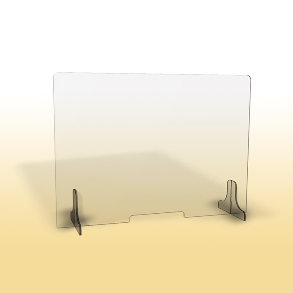 Ochranná přepážka / clona na stůl, 90 x 90 cm, nízký otvor