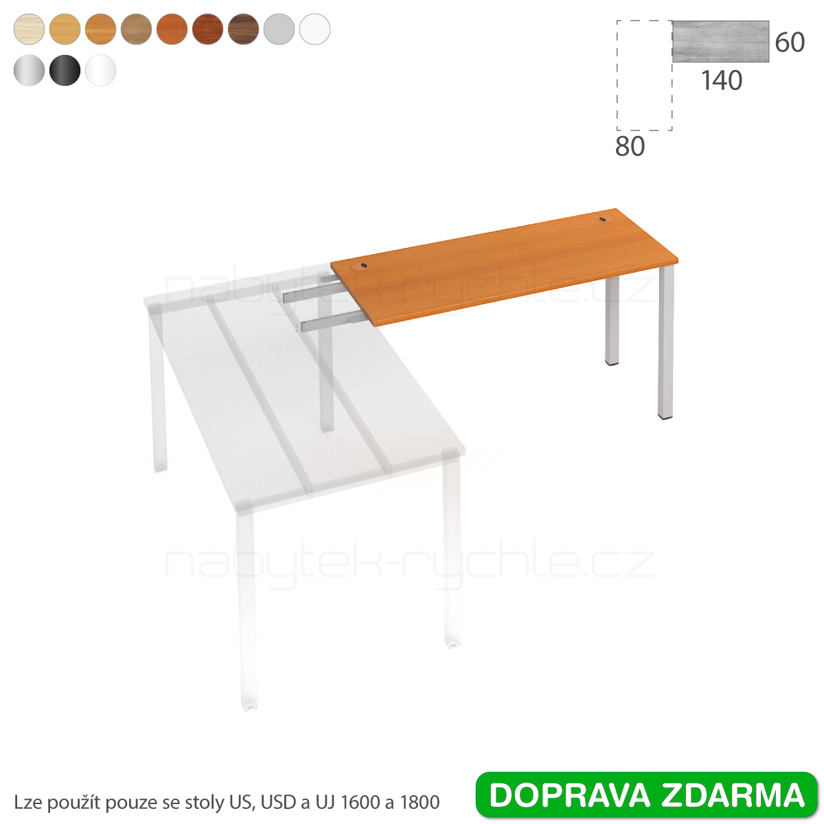 UE 1400 RU Hobis UNI - Stůl řetězící do úhlu 140 x 60
