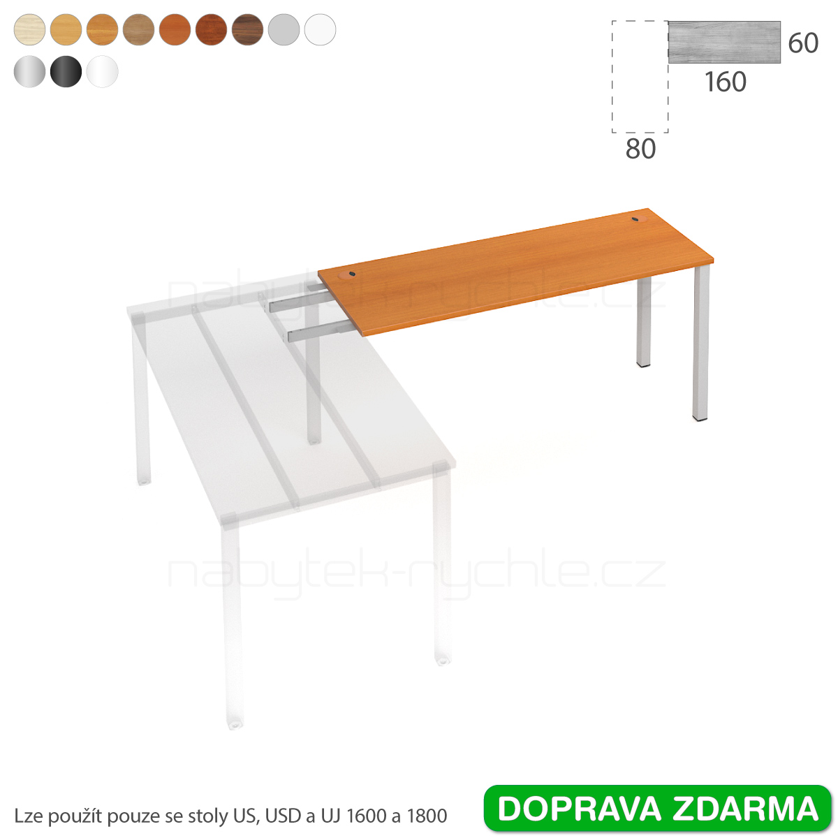 UE 1600 RU Hobis UNI - Stůl řetězící do úhlu 160 x 60